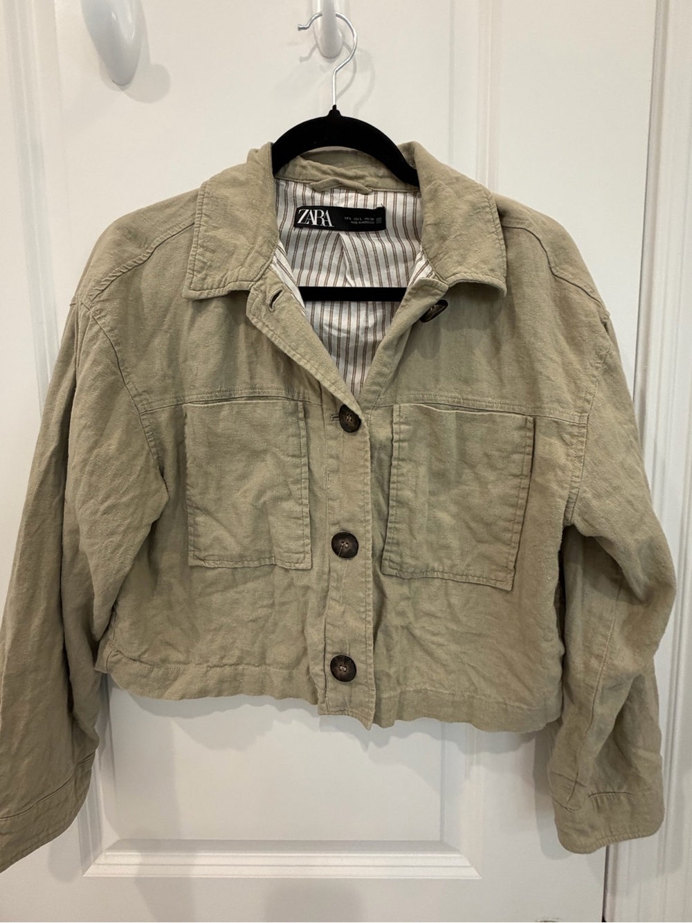 ZARA Women's Cropped Utility Jacket in Beige